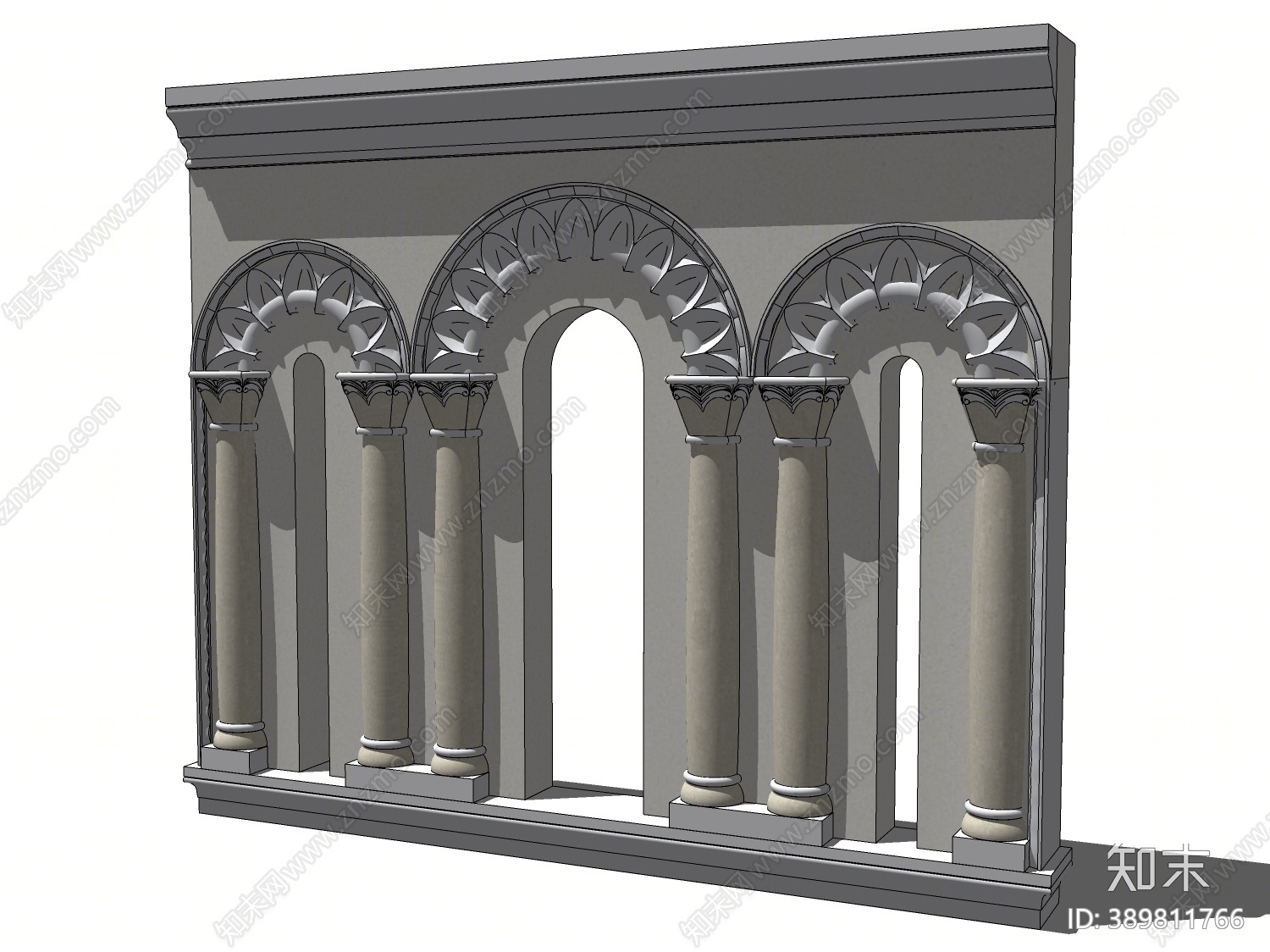 欧式罗马柱门SU模型下载【ID:389811766】