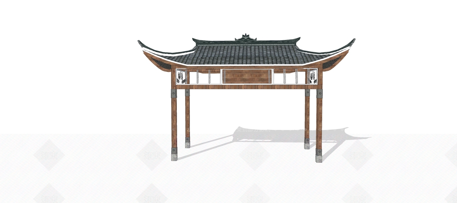 中式乡村门楼SU模型下载【ID:489814503】