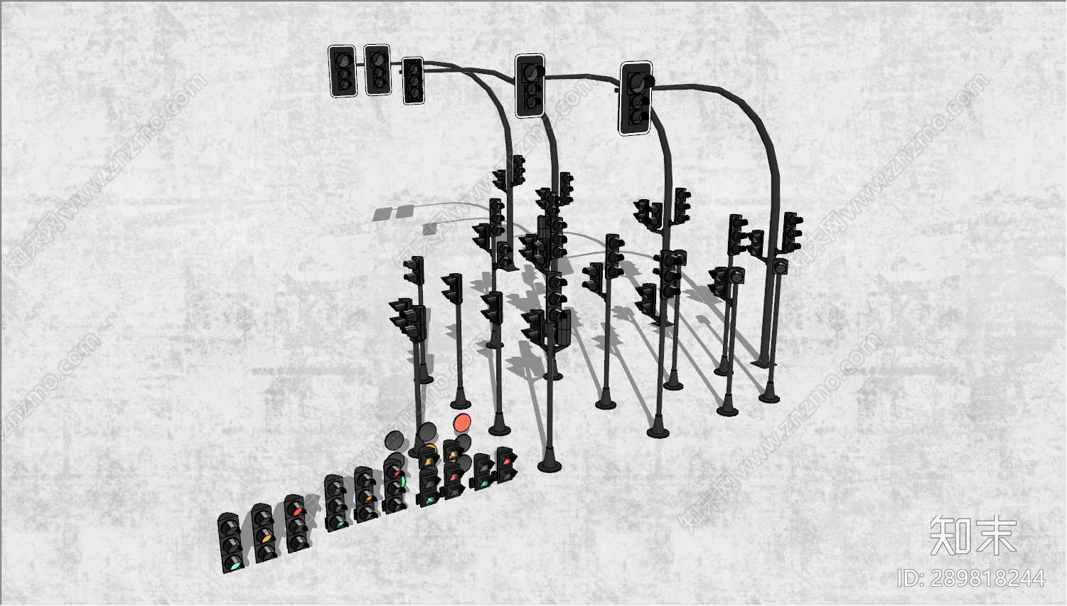 现代交通信号灯SU模型下载【ID:289818244】