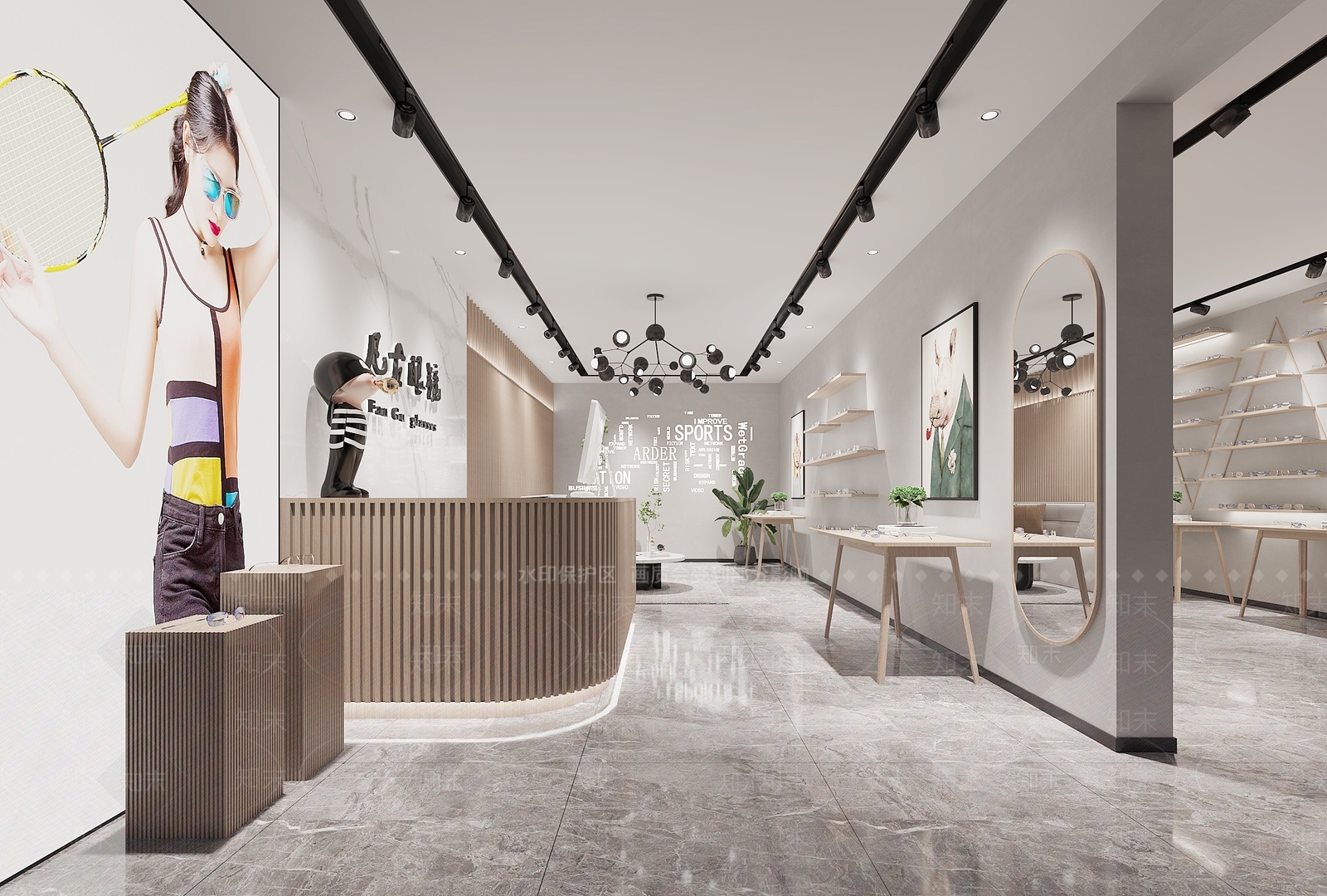 现代眼镜专卖店3D模型下载【ID:389824058】