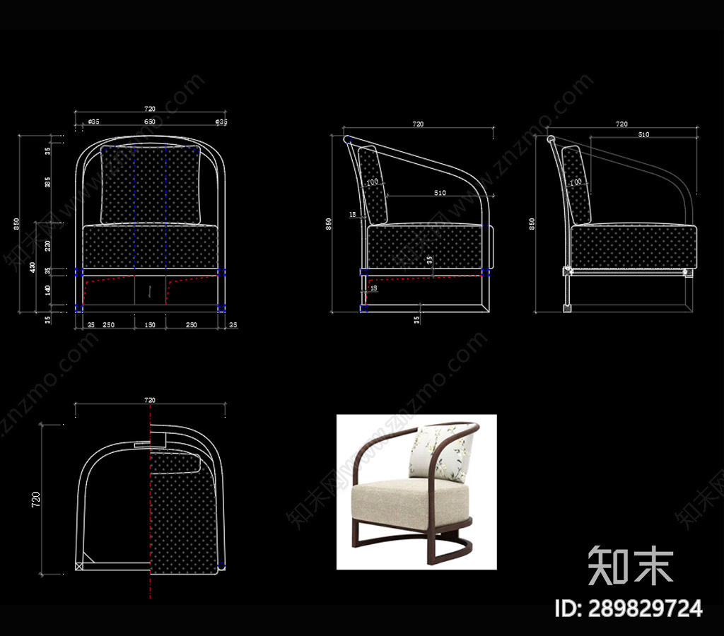 现代休闲沙发cad施工图下载【ID:289829724】