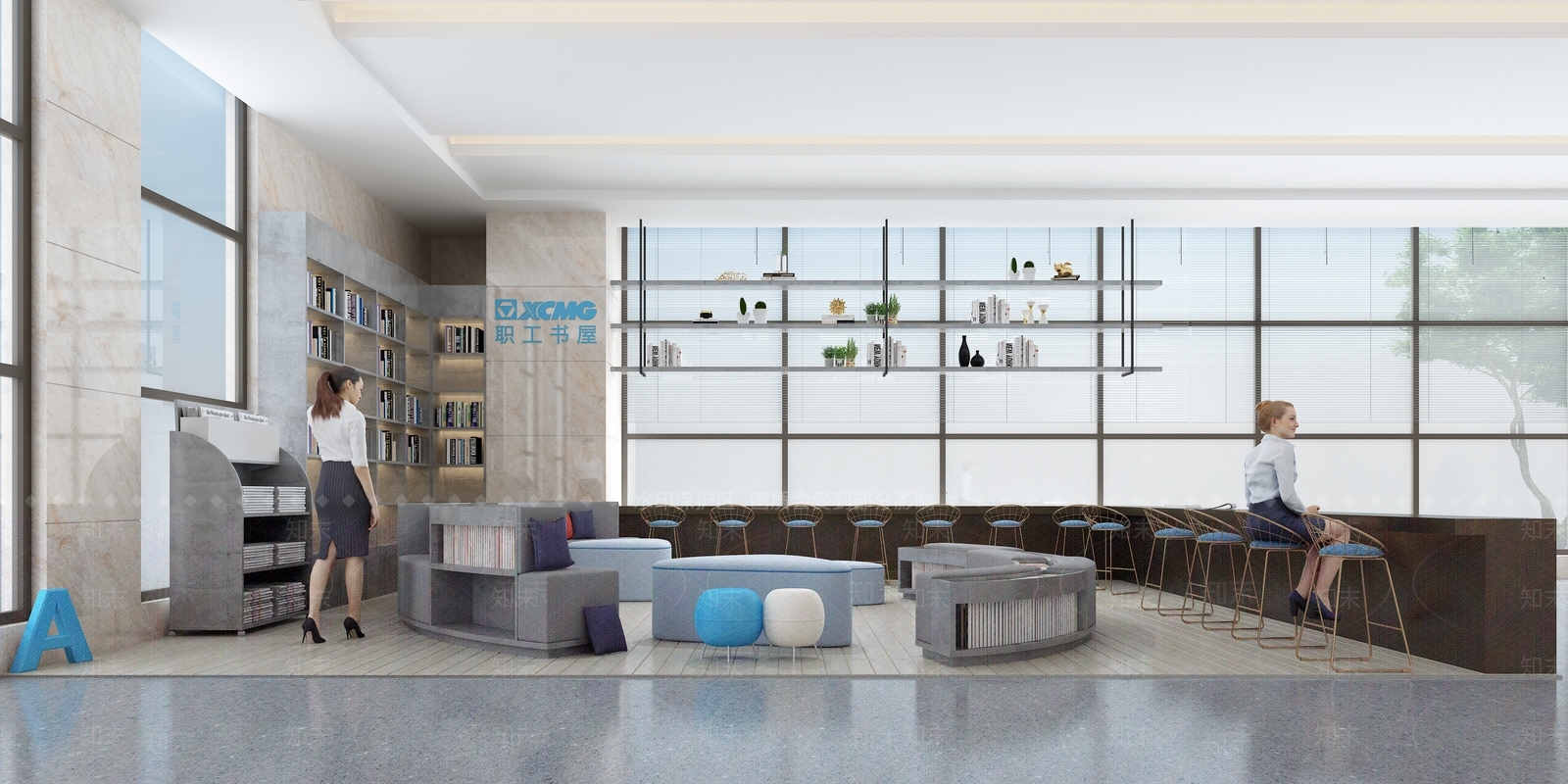 现代职工图书馆3D模型下载【ID:889841216】