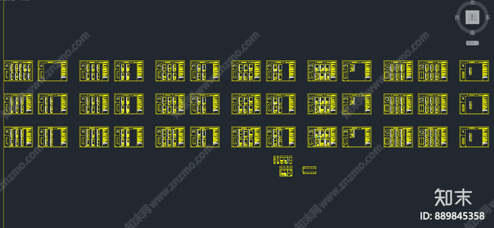 全屋定制板式家具施工图下载【ID:889845358】