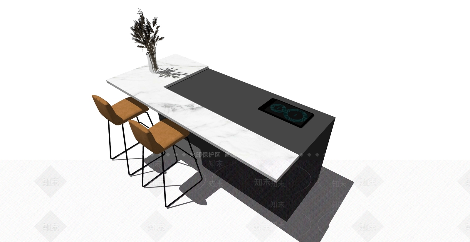 现代风格吧台吧椅SU模型下载【ID:989862360】