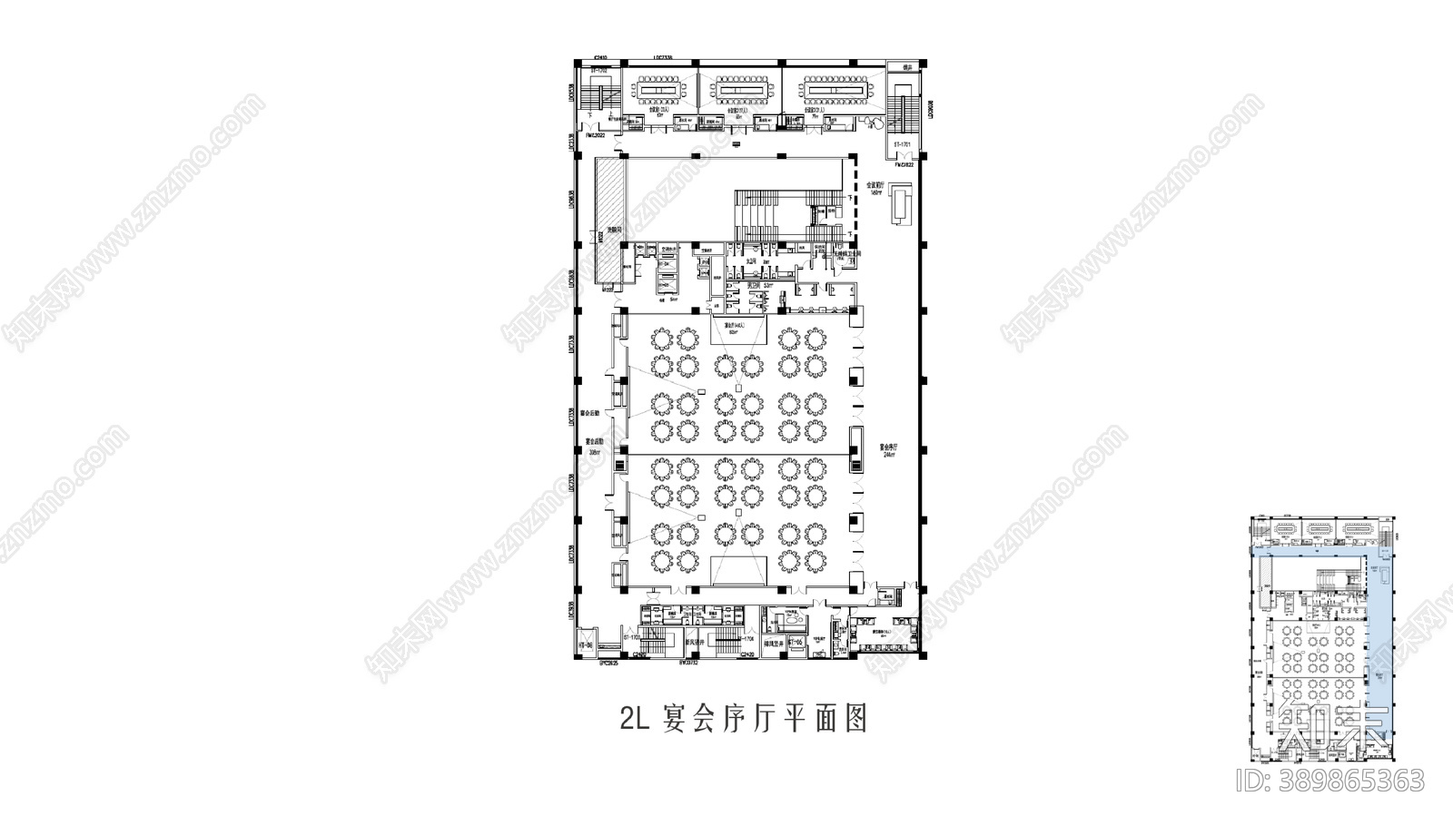 HSD琚宾-酒店宴会厅cad施工图下载【ID:389865363】