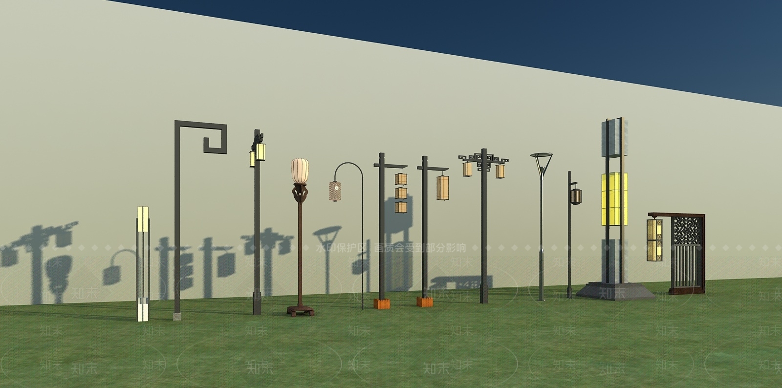中式户外灯3D模型下载【ID:490215352】
