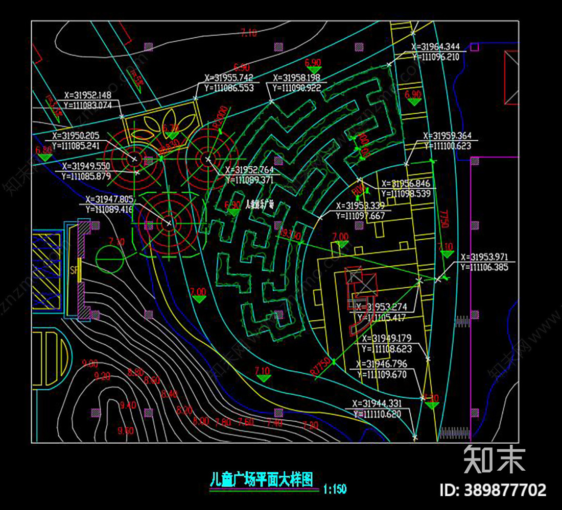 儿童迷宫cad施工图下载【ID:389877702】