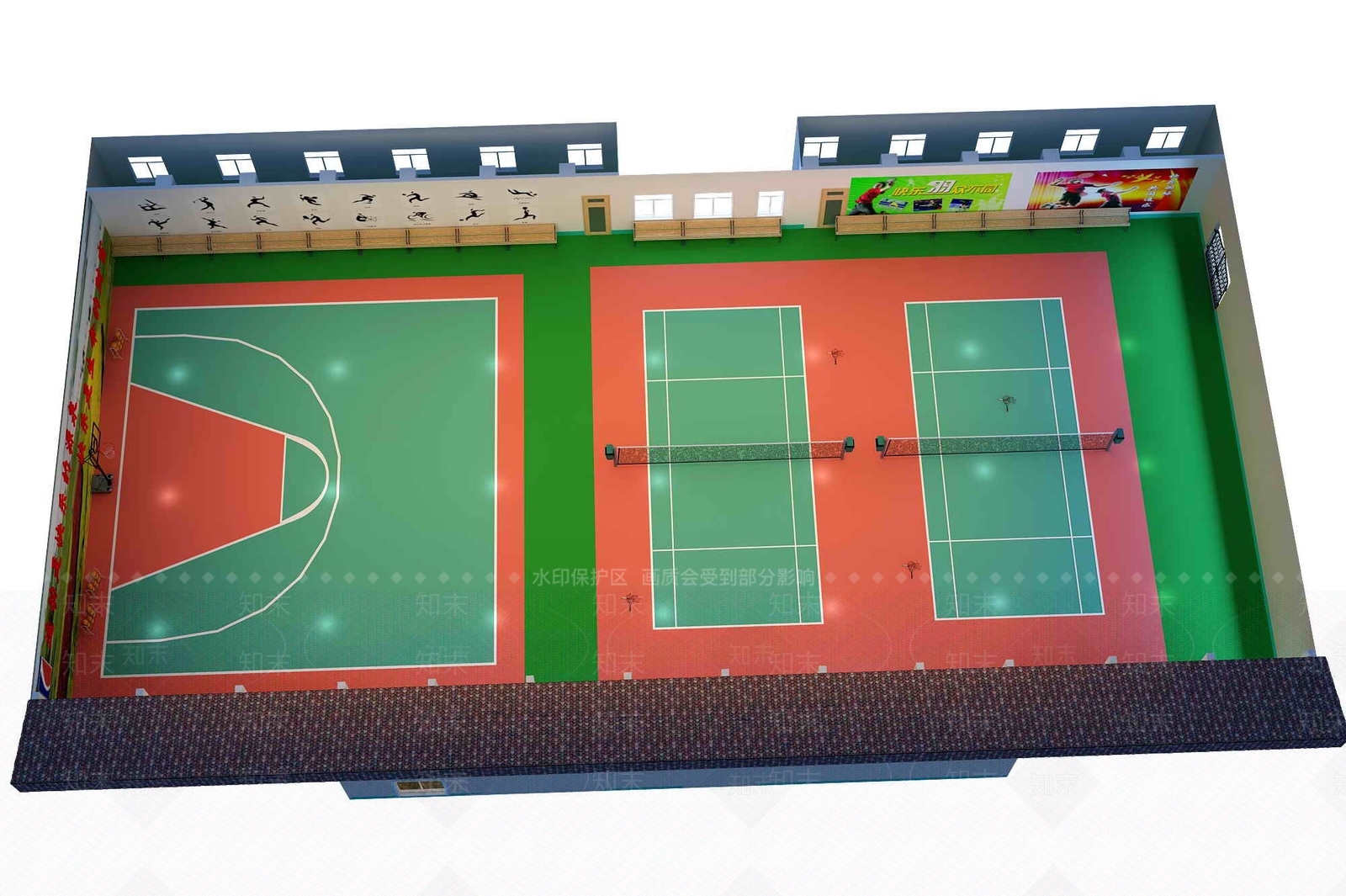 现代篮球场3D模型下载【ID:289878629】