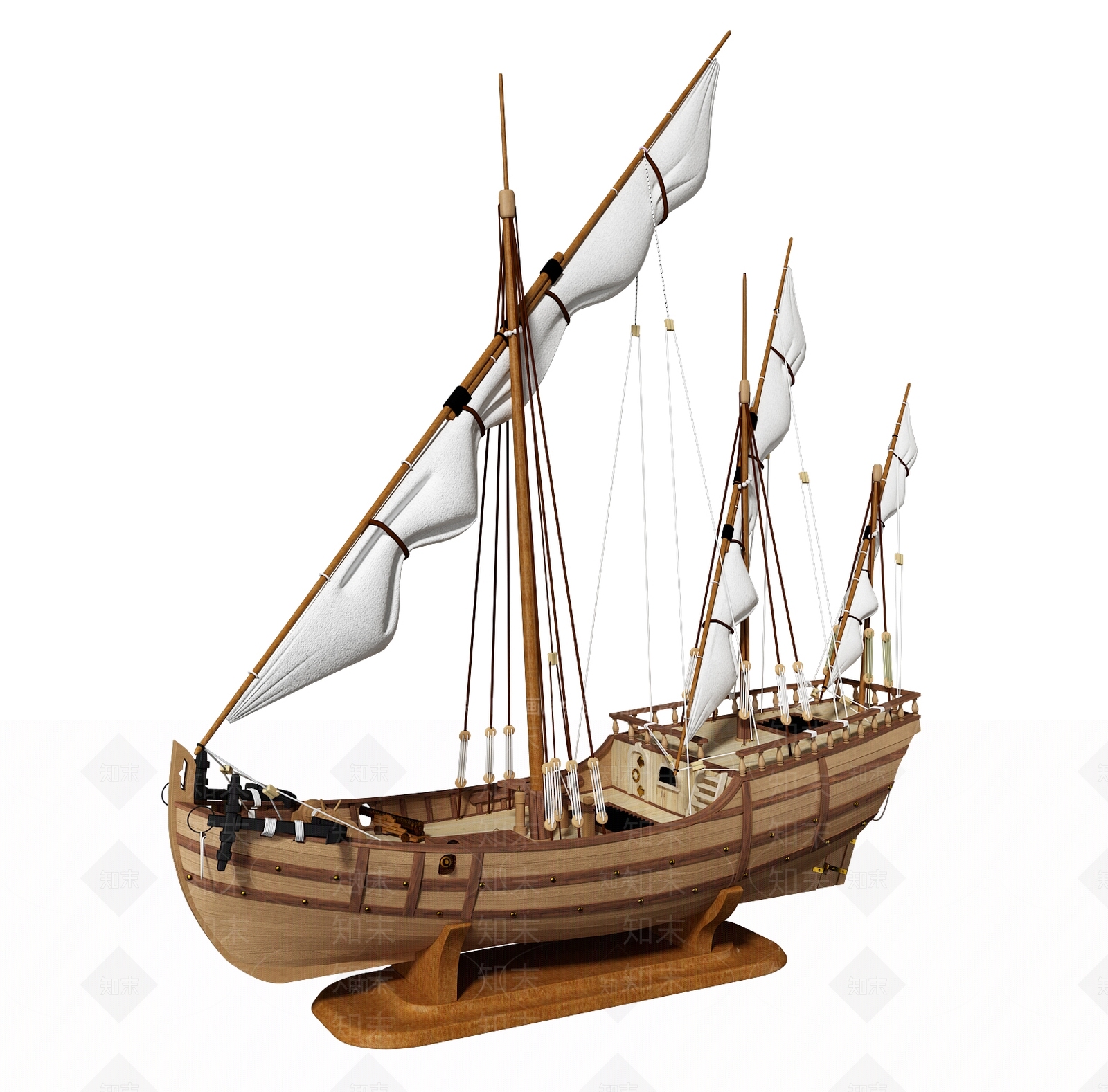 现代帆船造型饰品摆件3D模型下载【ID:989884173】