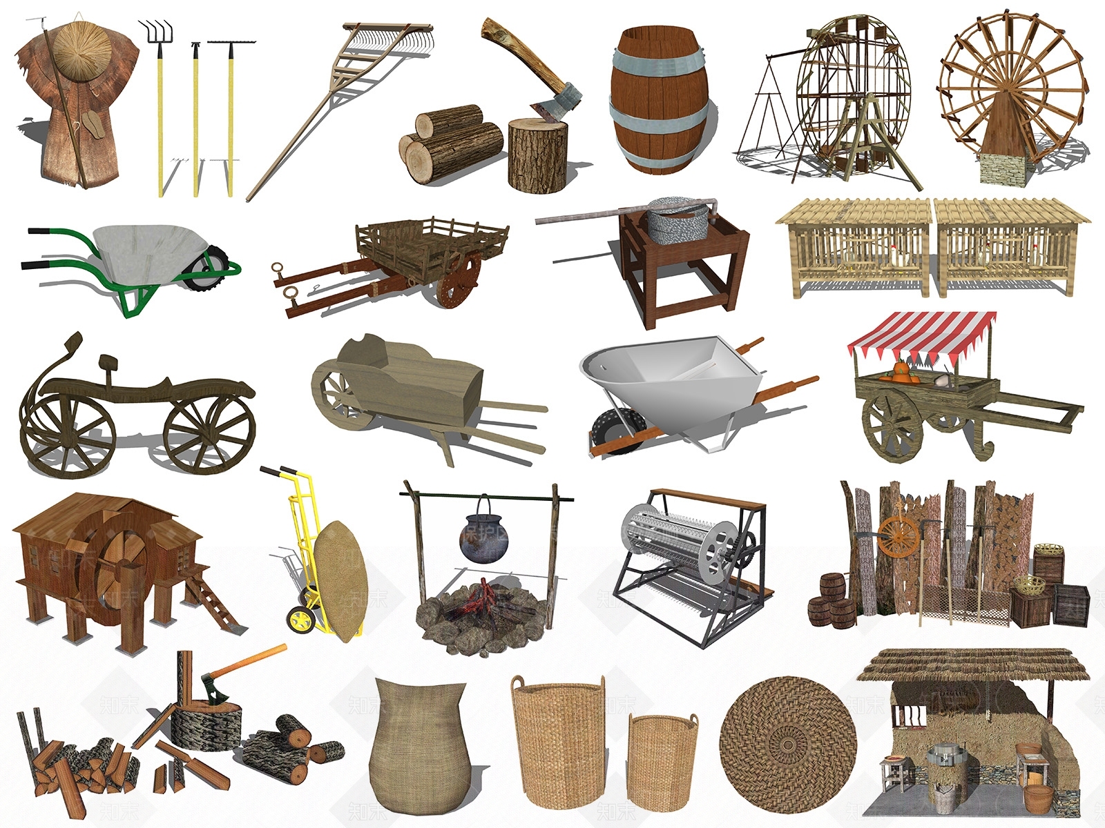 中式农家乐小品SU模型下载【ID:389892308】