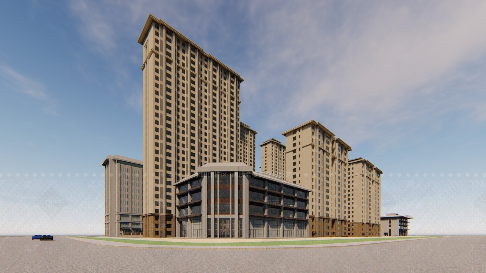 现代高层住宅SU模型下载【ID:289896763】