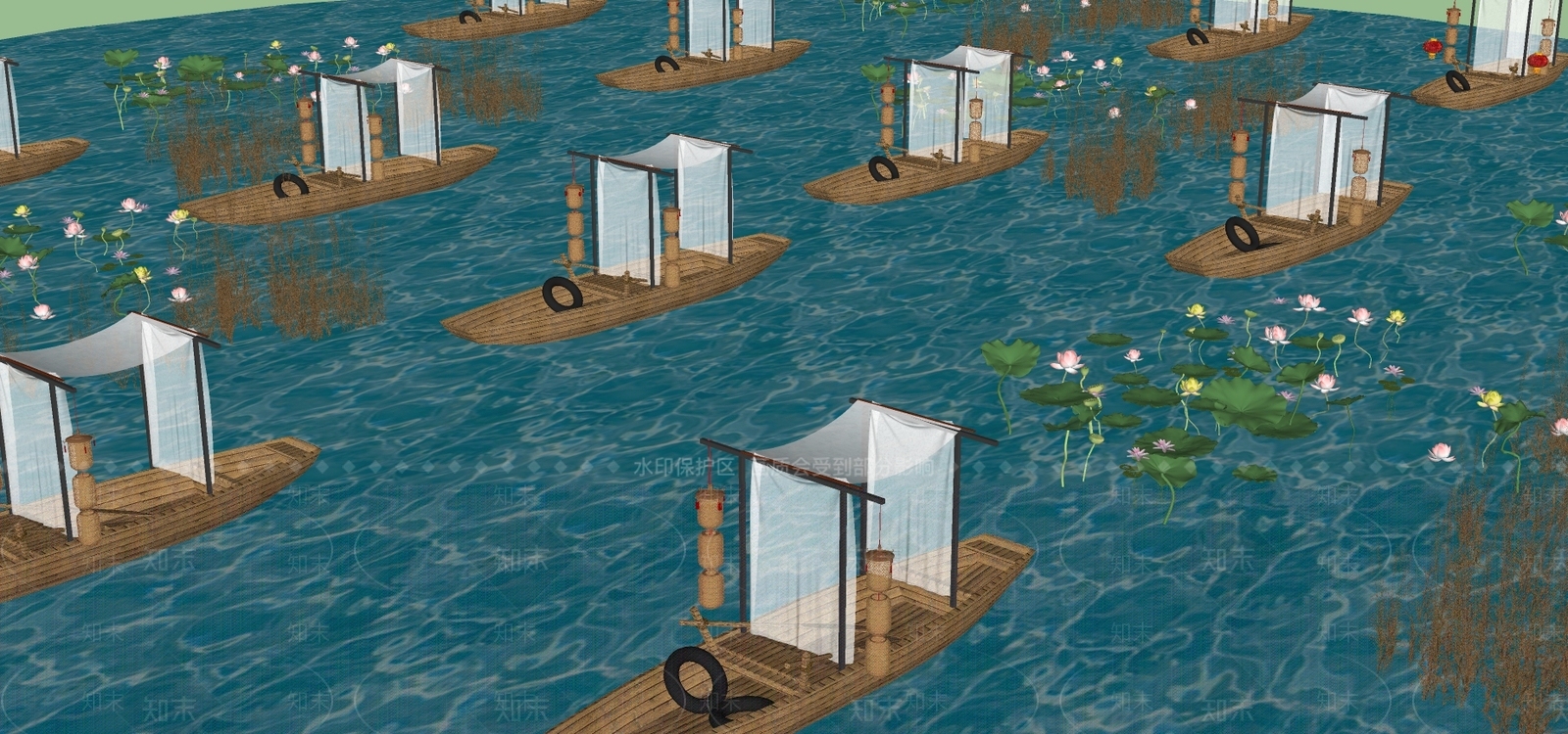 古典白纱渔船SU模型下载【ID:889918493】