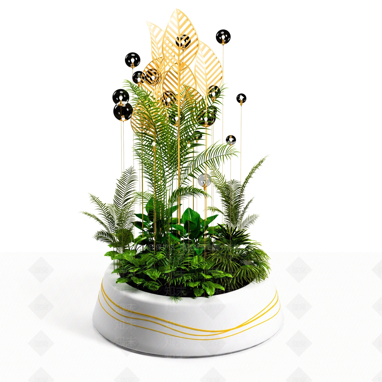 北欧户外绿植花坛3D模型下载【ID:989947500】