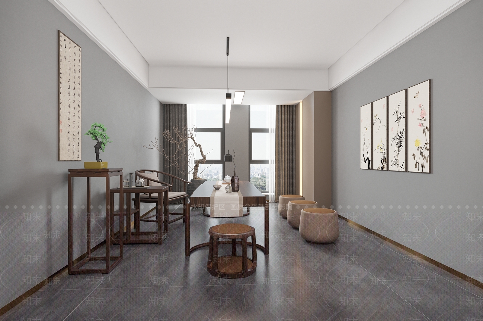 新中式茶室3D模型下载【ID:689964558】