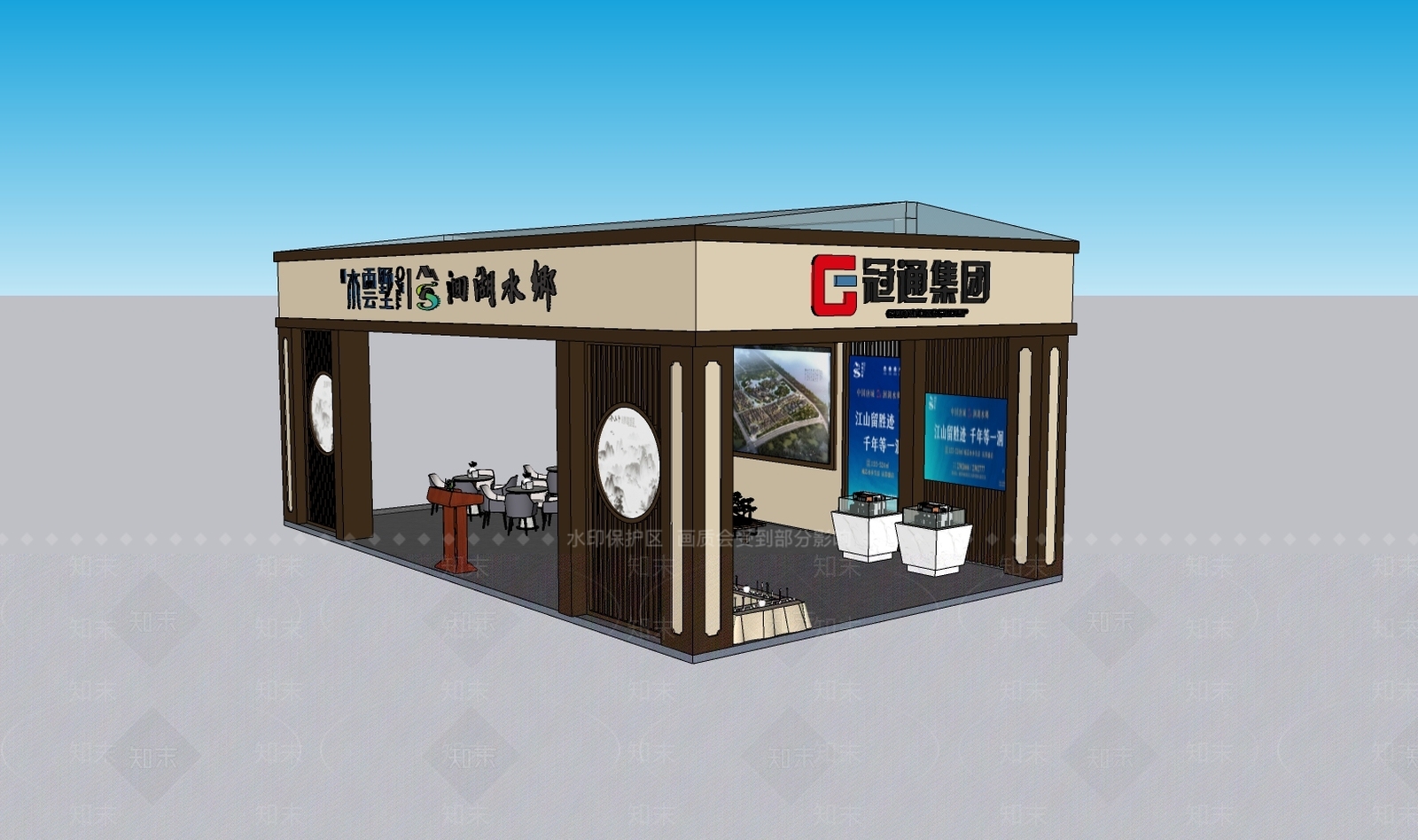 新中式展厅SU模型下载【ID:289968987】