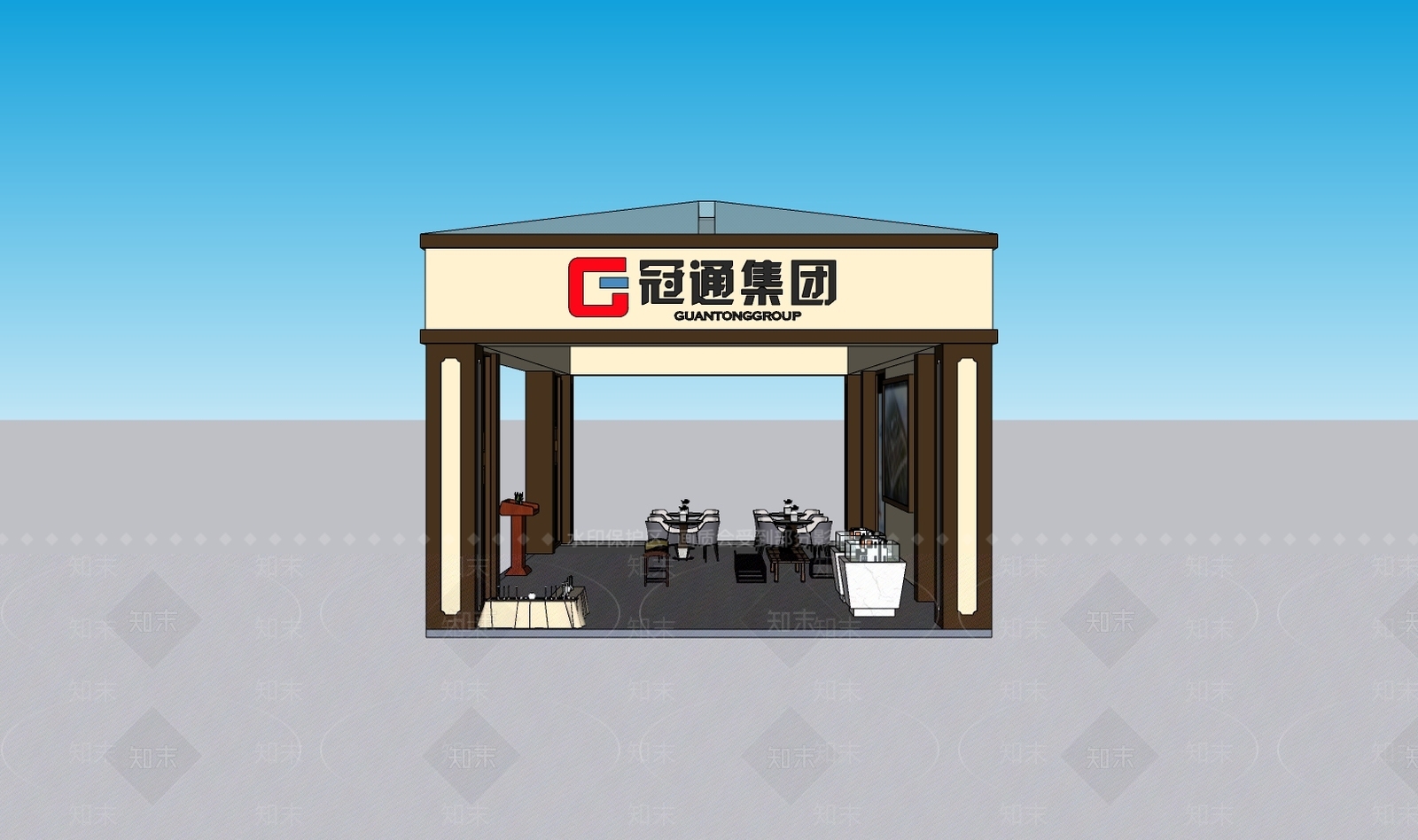 新中式展厅SU模型下载【ID:289968987】