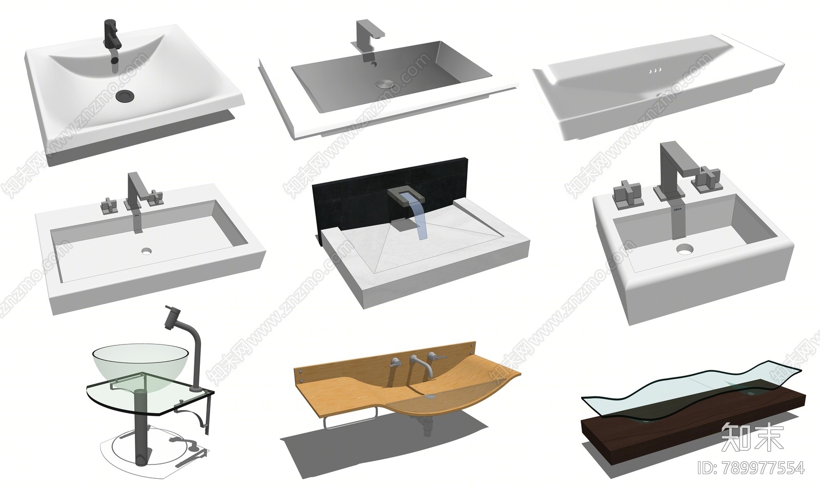现代洗面盆SU模型下载【ID:789977554】
