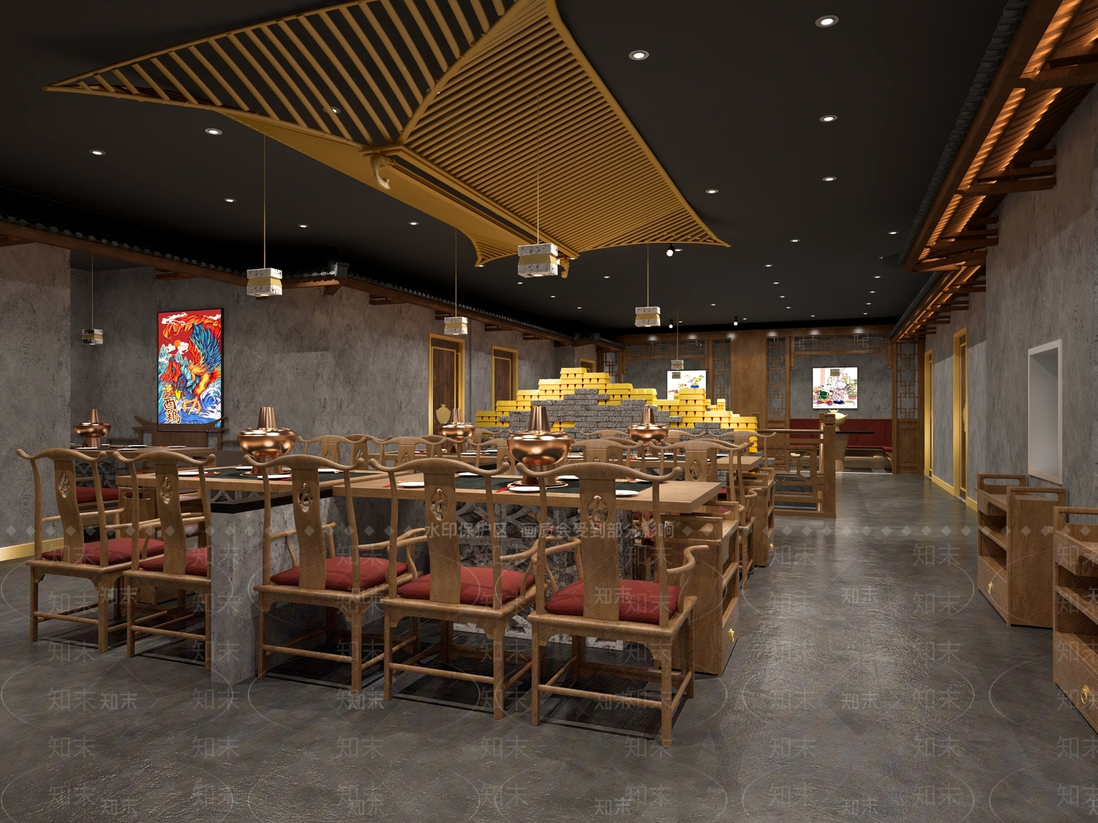 中式火锅店3D模型下载【ID:389986252】