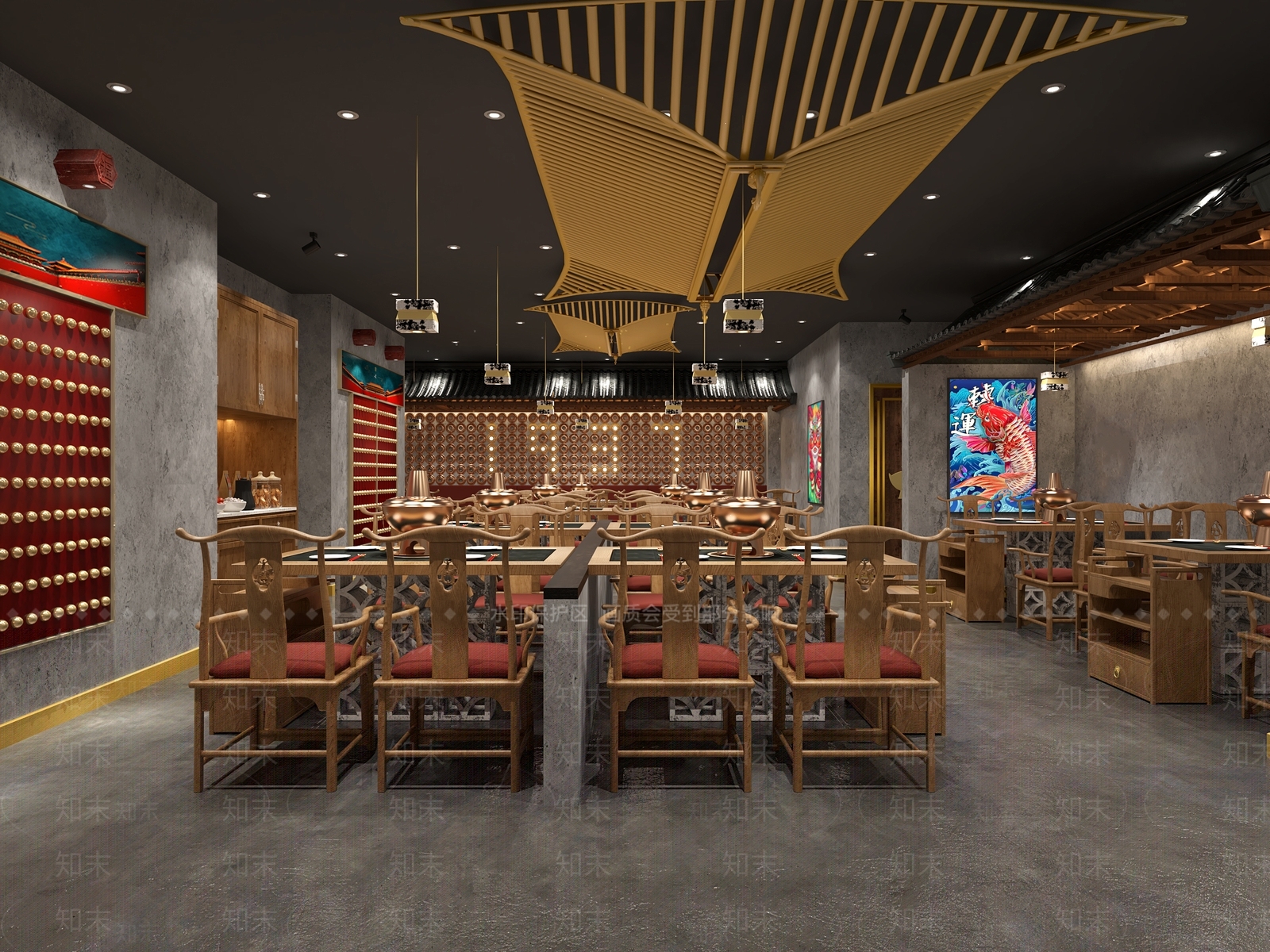 中式火锅店3D模型下载【ID:389986252】