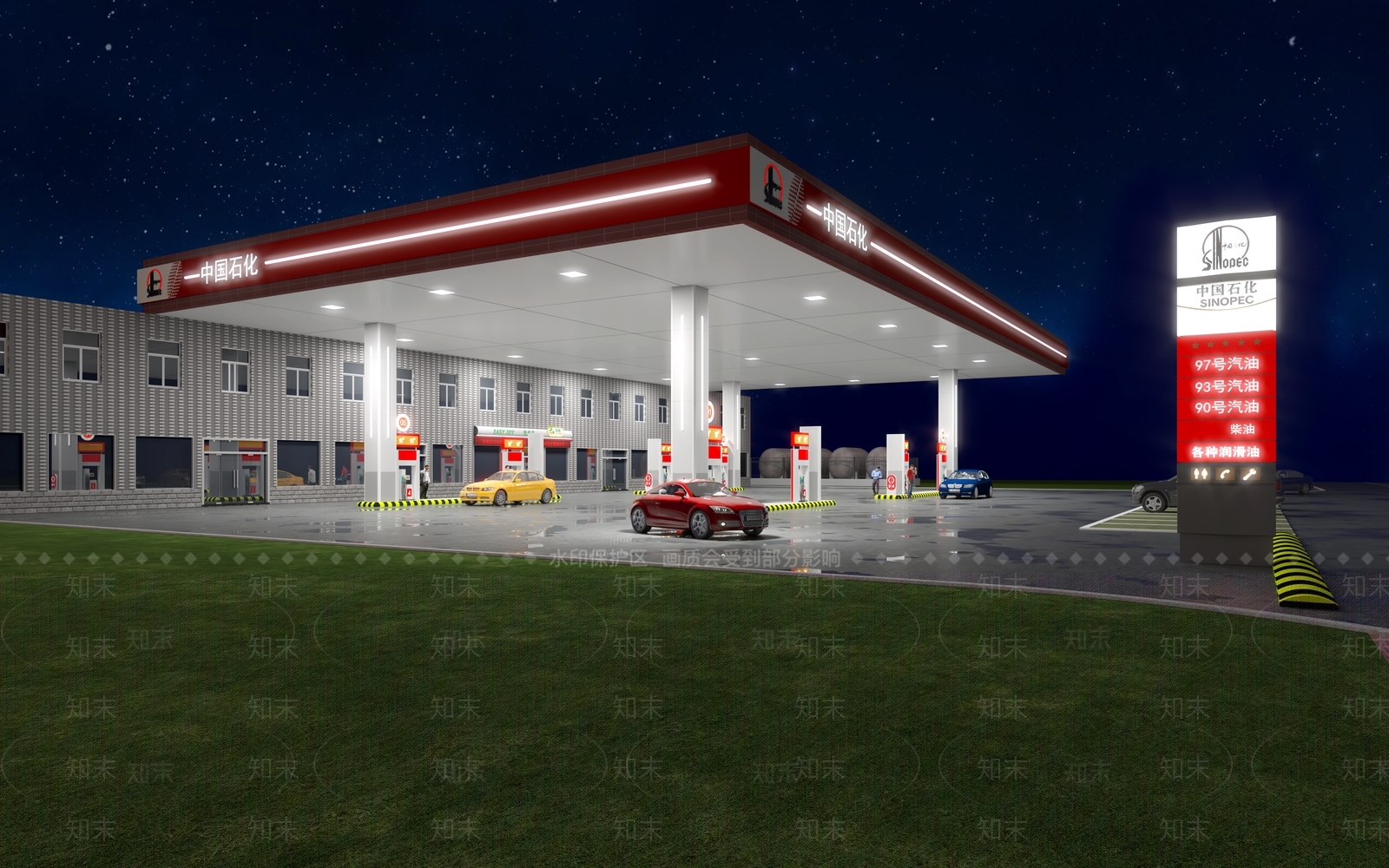 现代加油站3D模型下载【ID:489988174】