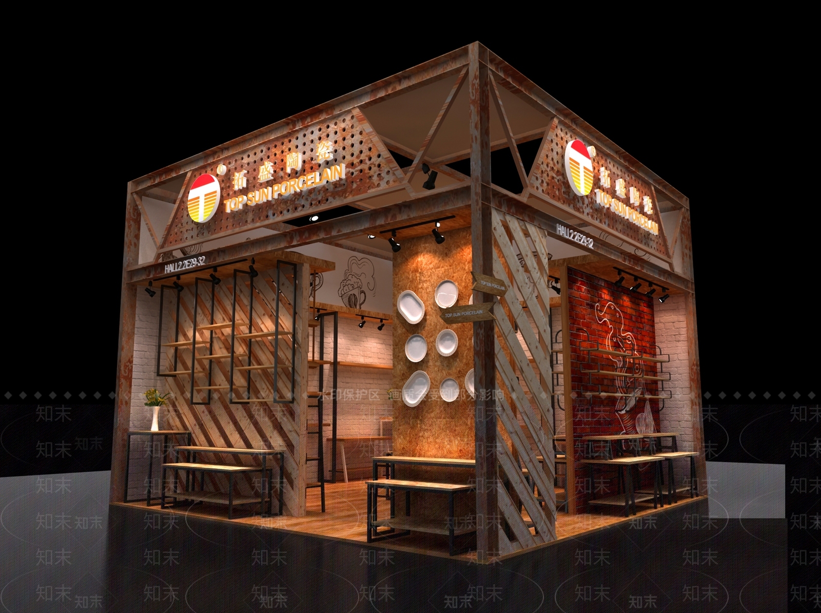 现代风格陶瓷展厅3D模型下载【ID:589996499】