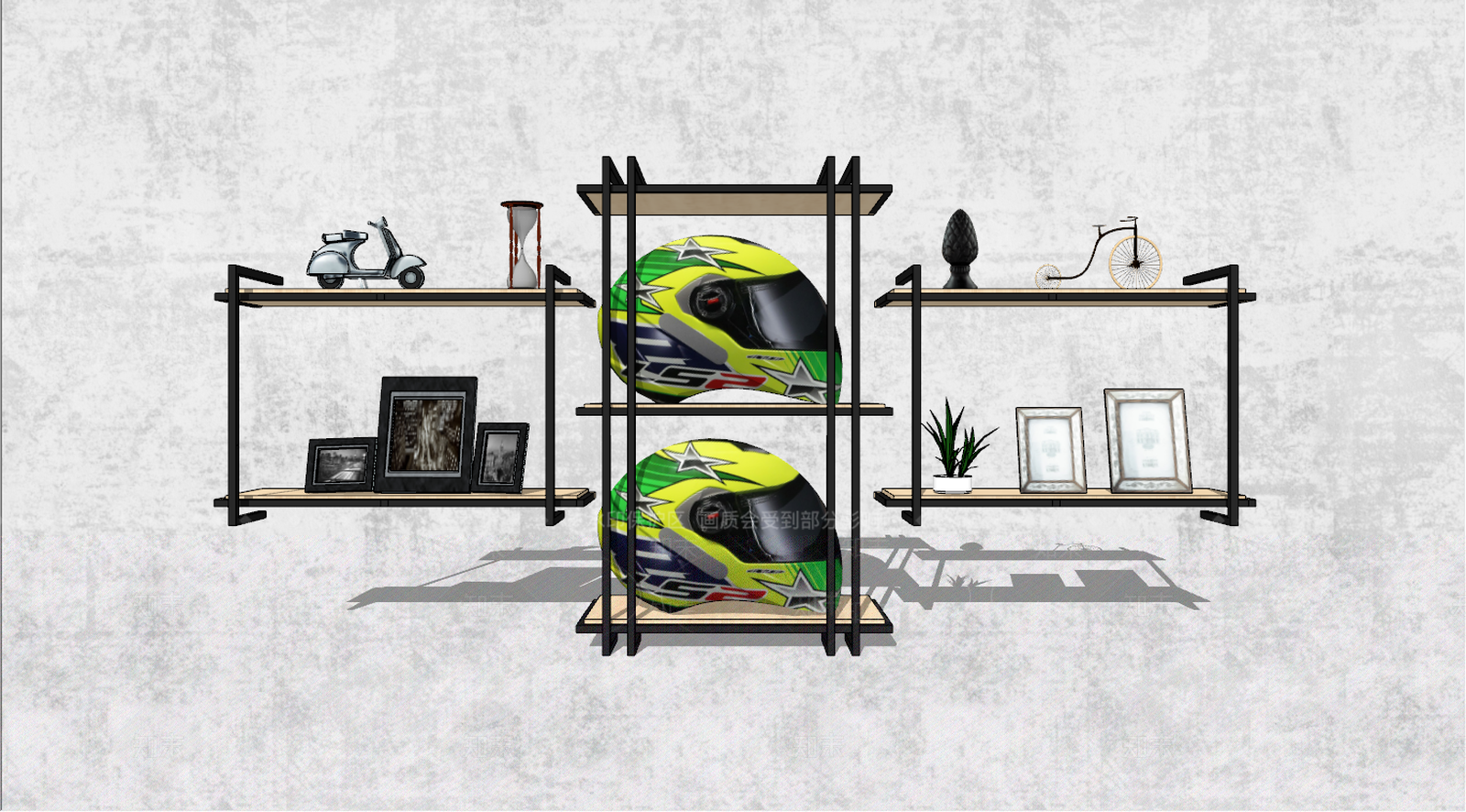 现代铁艺展示架SU模型下载【ID:290011505】