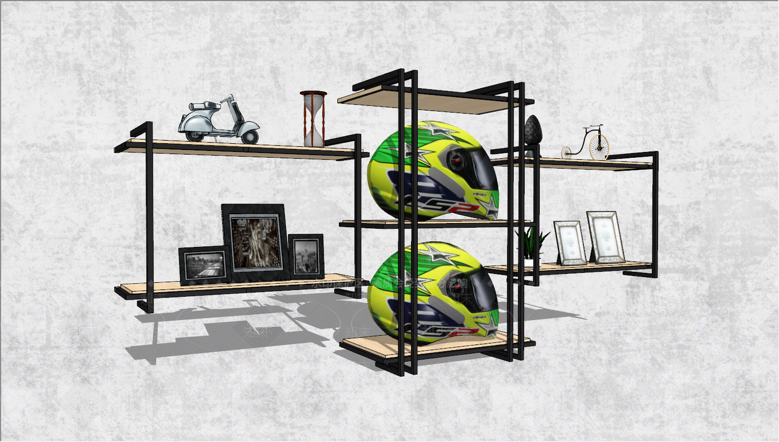 现代铁艺展示架SU模型下载【ID:290011505】