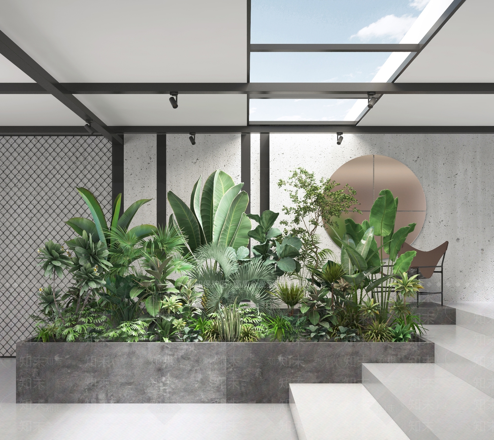 现代绿植堆3D模型下载【ID:390014887】