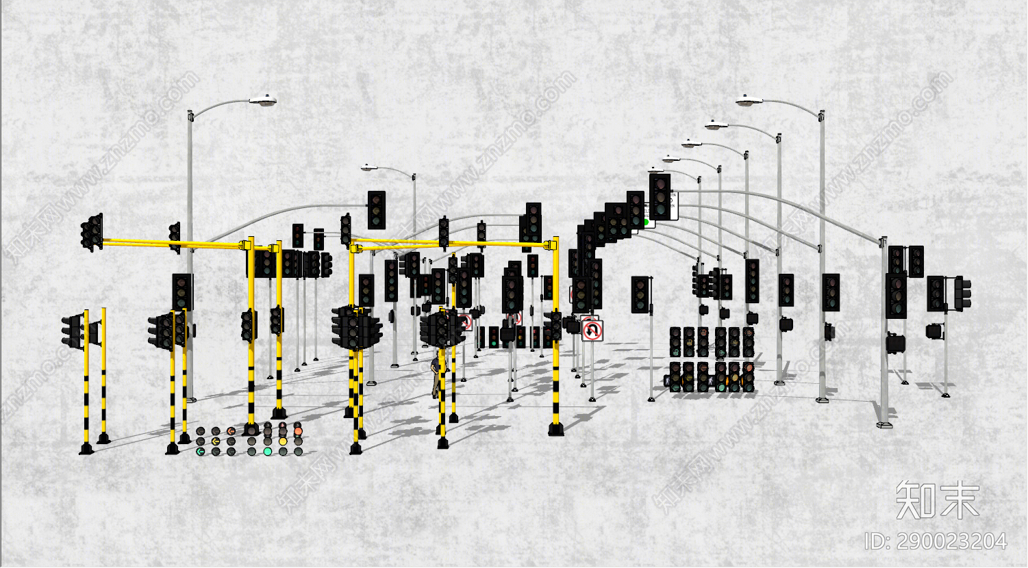 现代交通信号灯SU模型下载【ID:290023204】