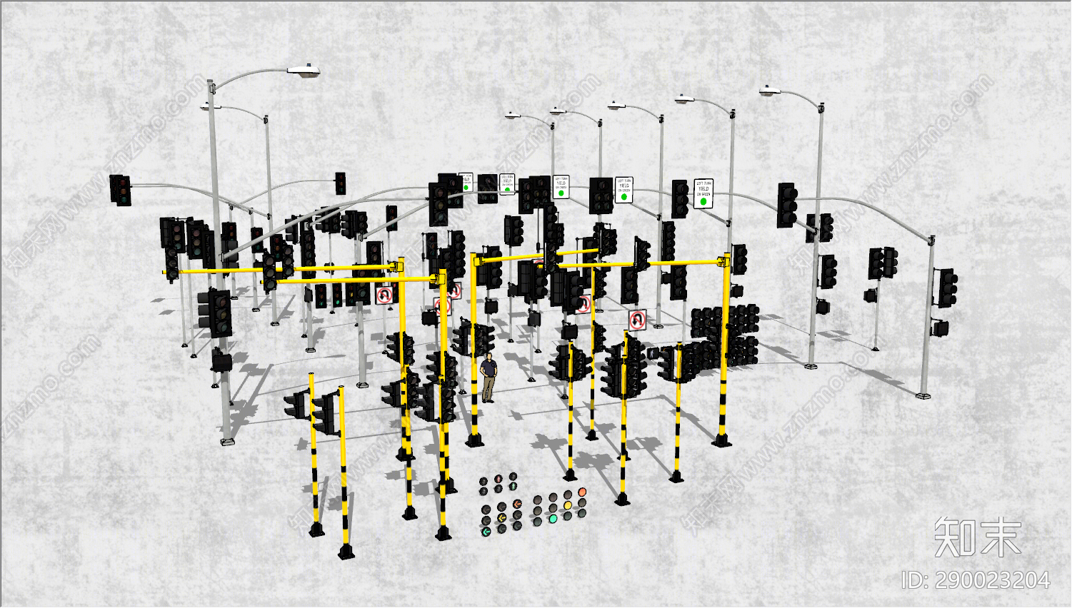 现代交通信号灯SU模型下载【ID:290023204】