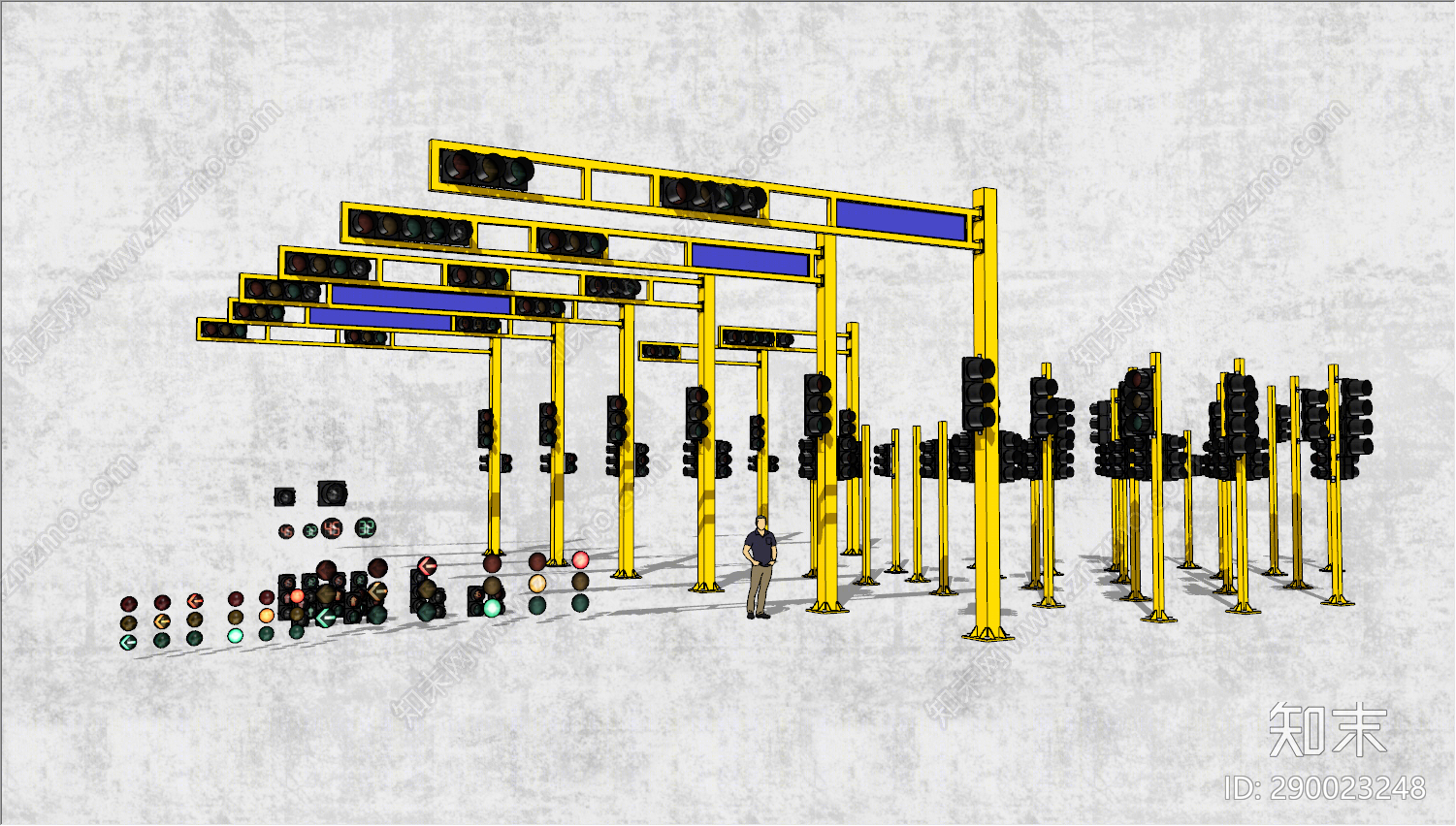 现代交通信号灯SU模型下载【ID:290023248】