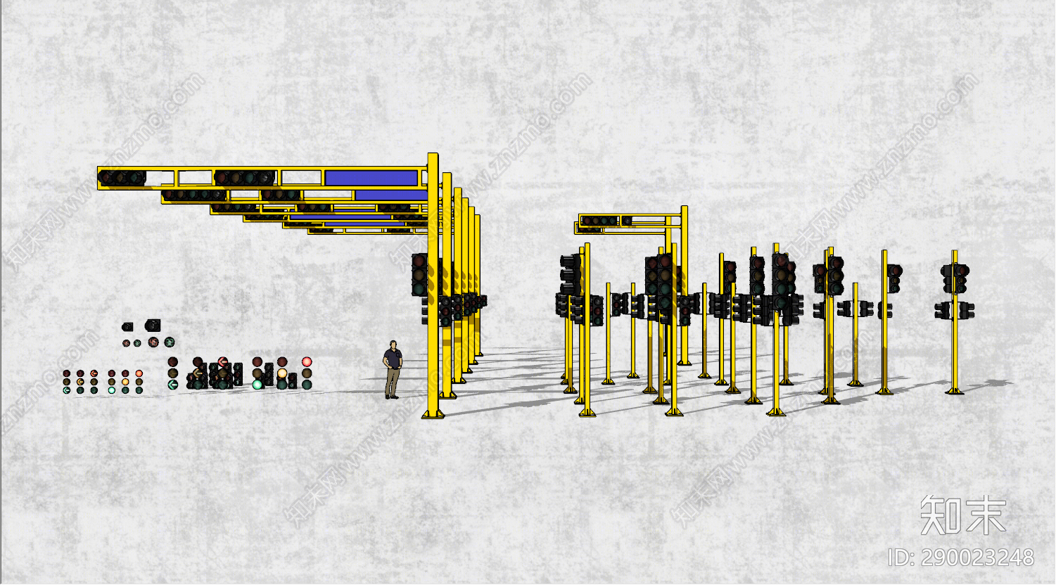 现代交通信号灯SU模型下载【ID:290023248】