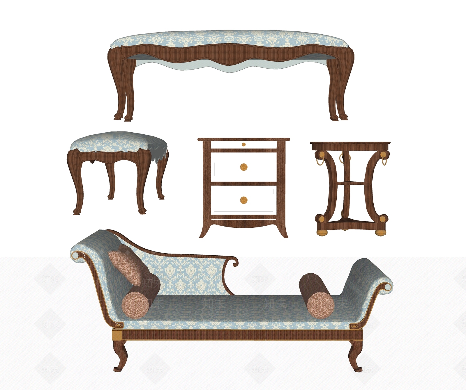 欧式贵妃椅SU模型下载【ID:490047462】