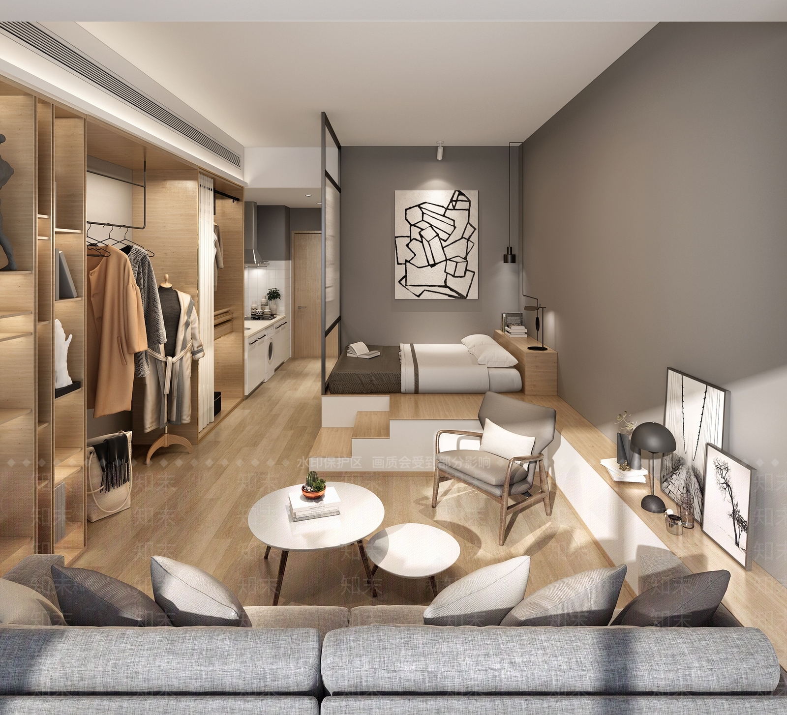 现代单身公寓3D模型下载【ID:990059710】