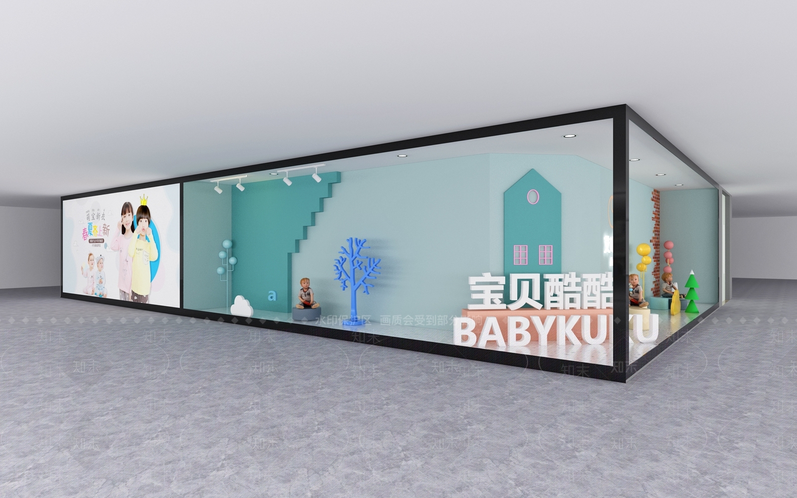 现代童装店橱窗3D模型下载【ID:490063204】