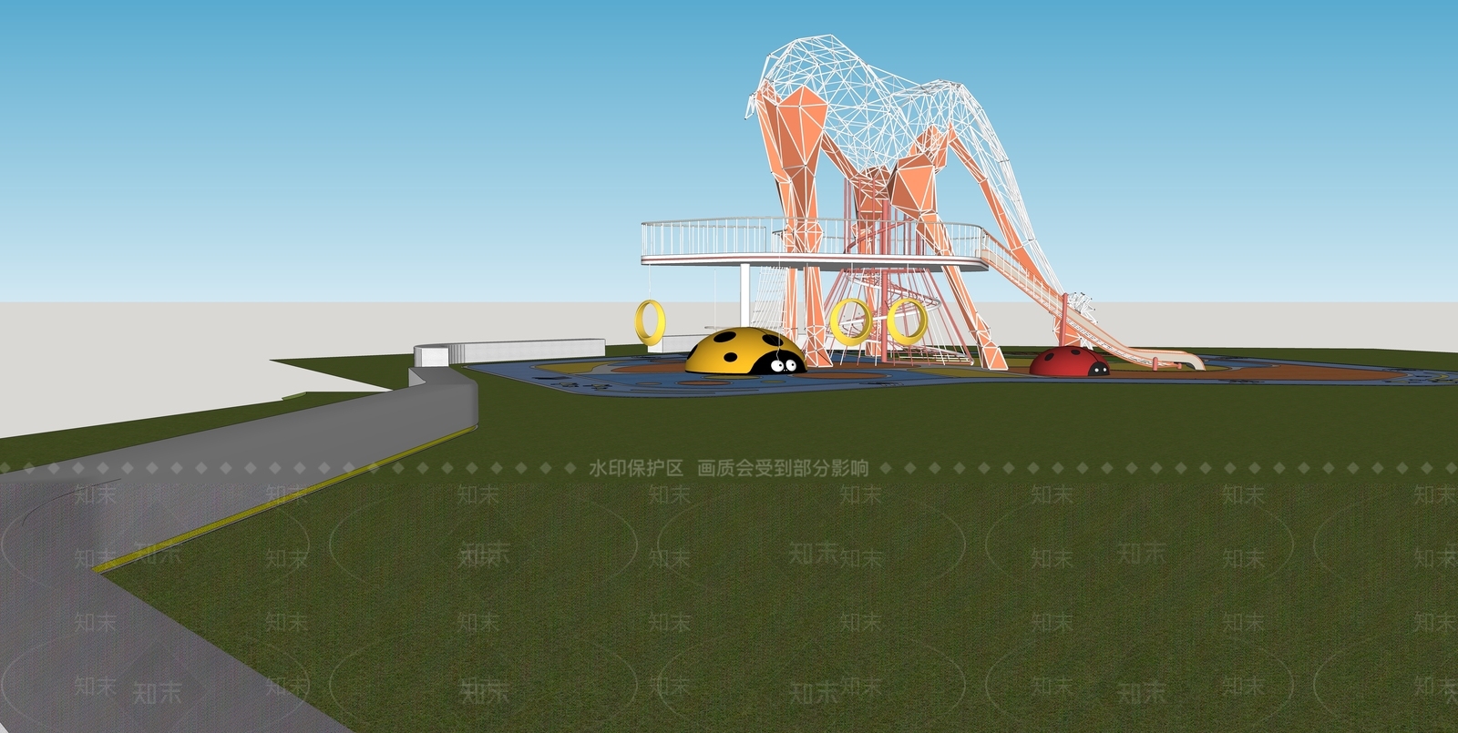 现代儿童器材组合SU模型下载【ID:390077387】