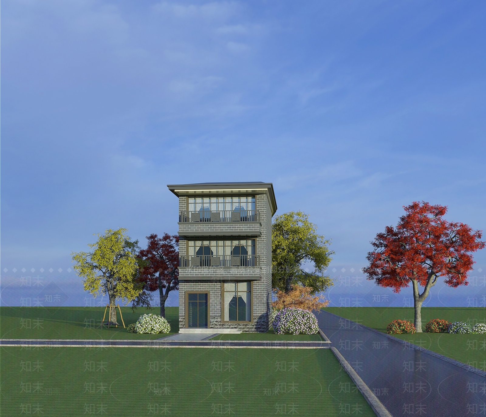 新中式别墅3D模型下载【ID:990078877】