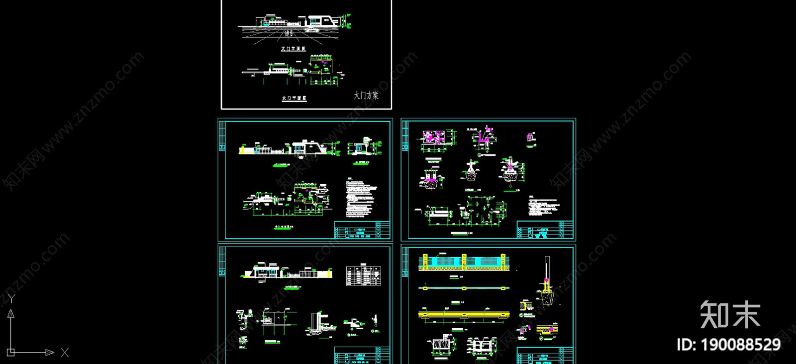 入口大门施工图下载【ID:190088529】