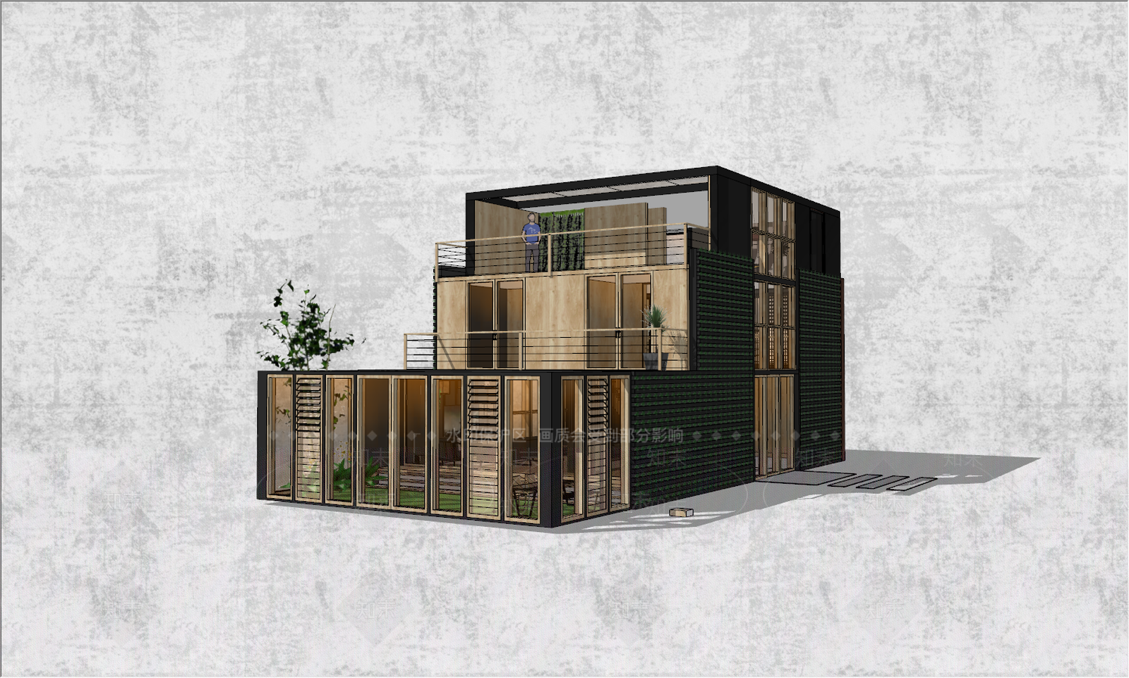现代集装箱别墅SU模型下载【ID:290110332】