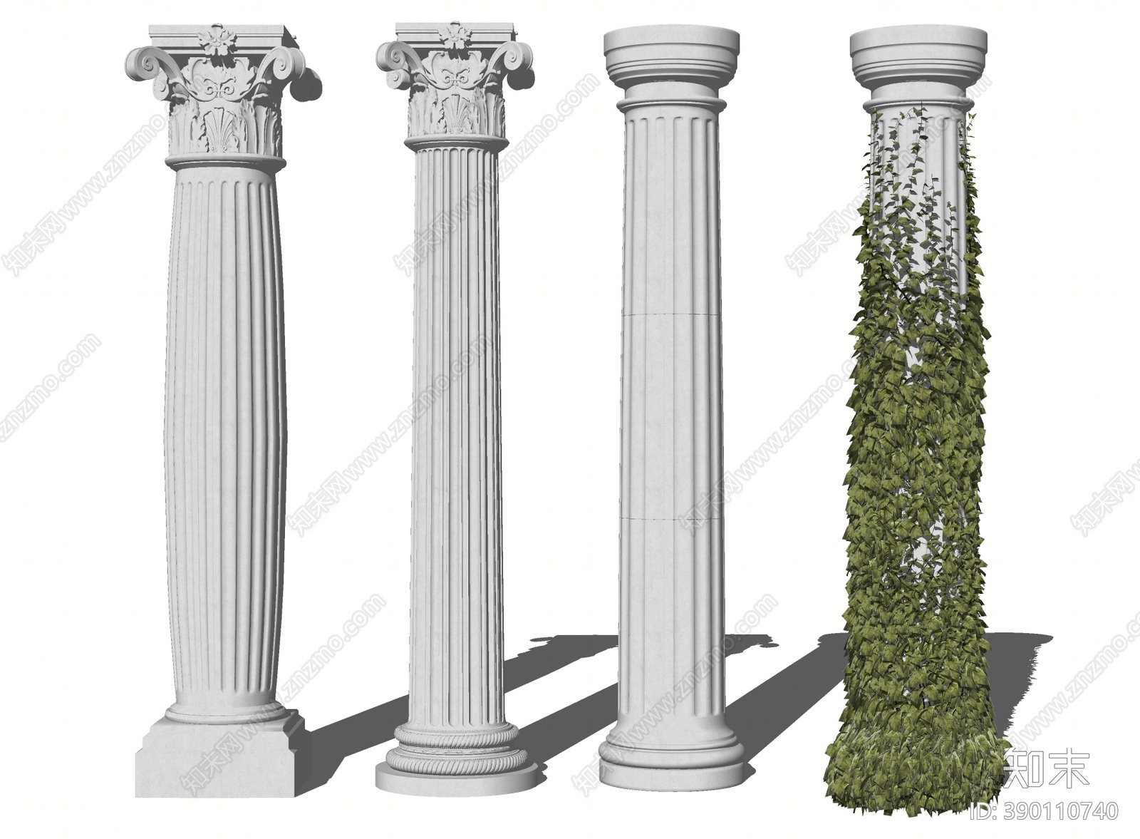 欧式罗马柱SU模型下载【ID:390110740】