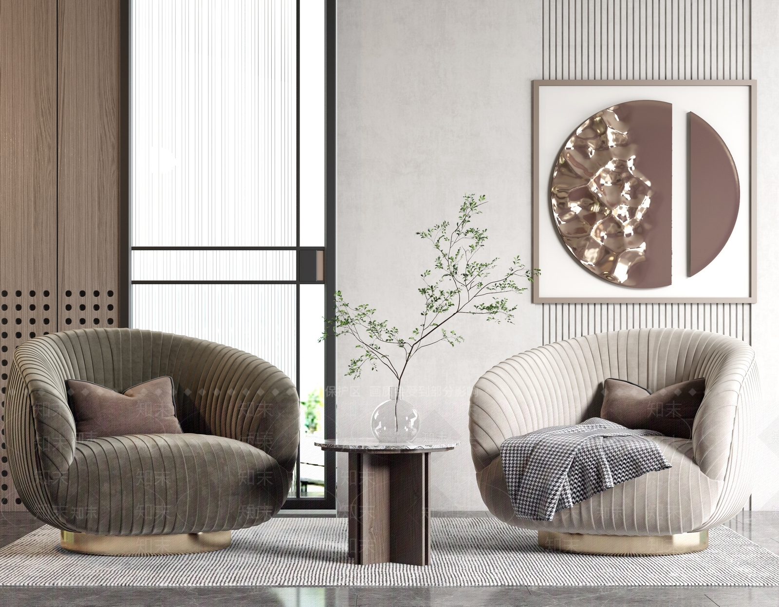 现代单人沙发3D模型下载【ID:990135673】