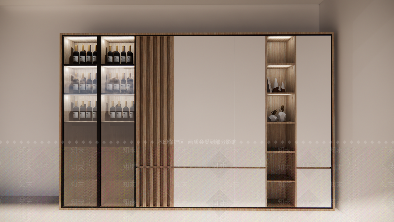现代酒柜SU模型下载【ID:290684805】