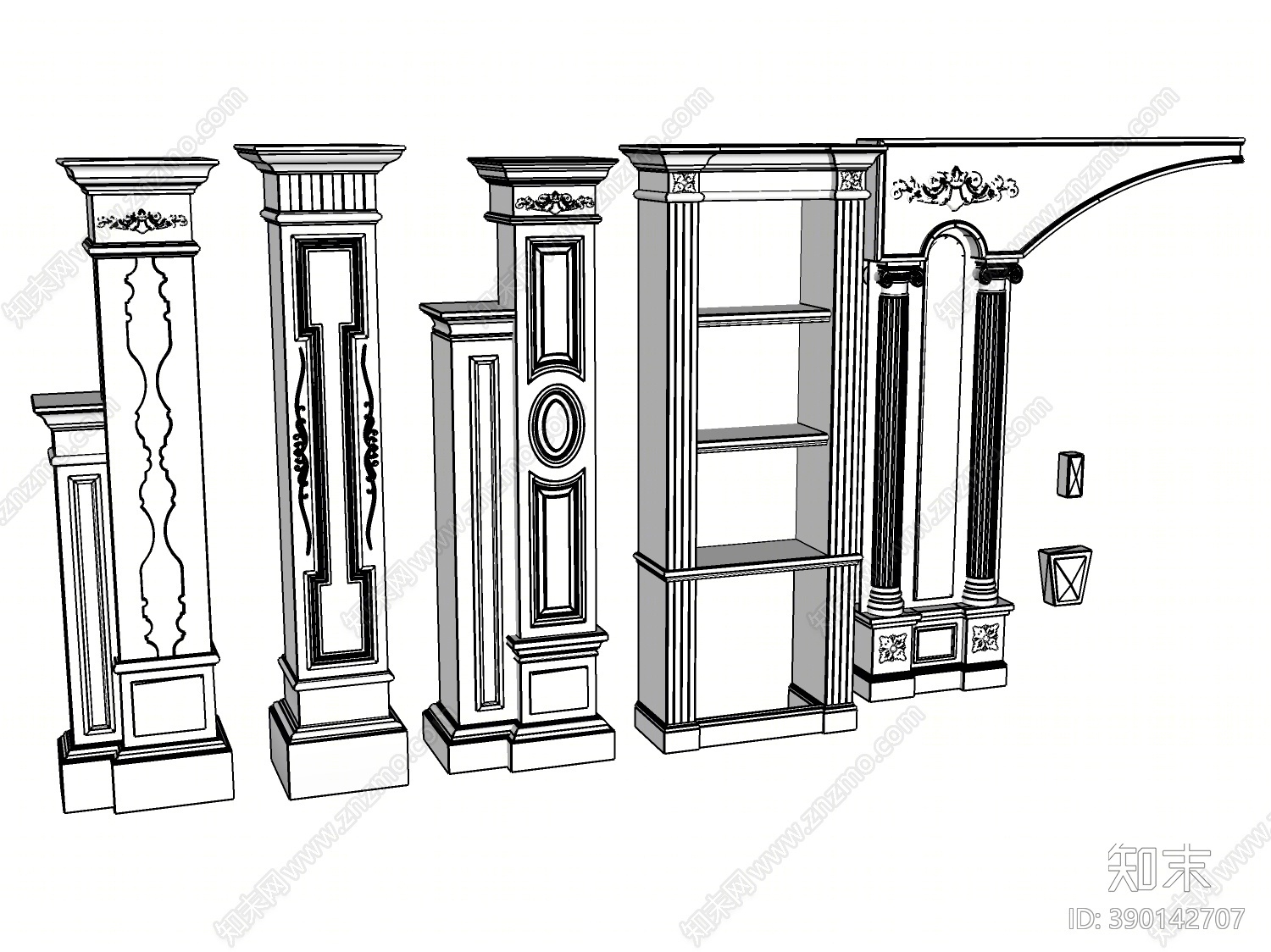 欧式罗马柱SU模型下载【ID:390142707】