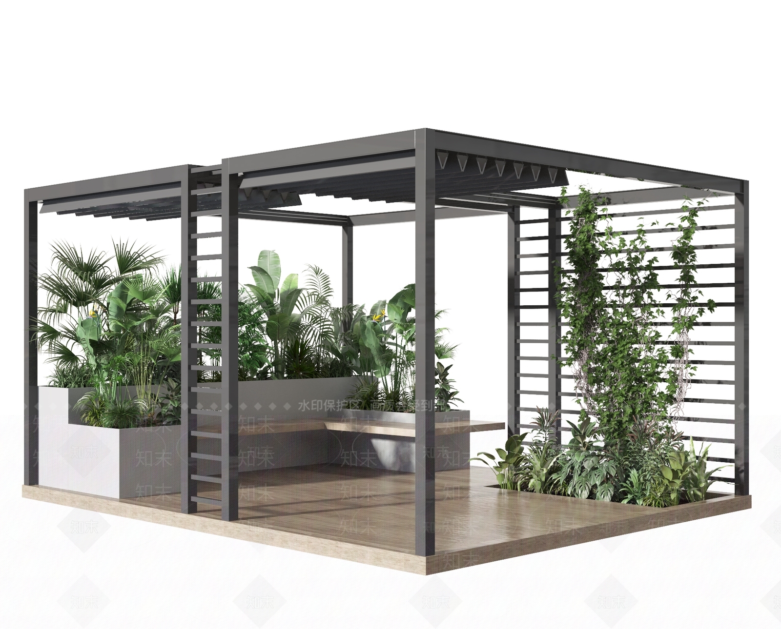 现代绿植堆3D模型下载【ID:690152021】