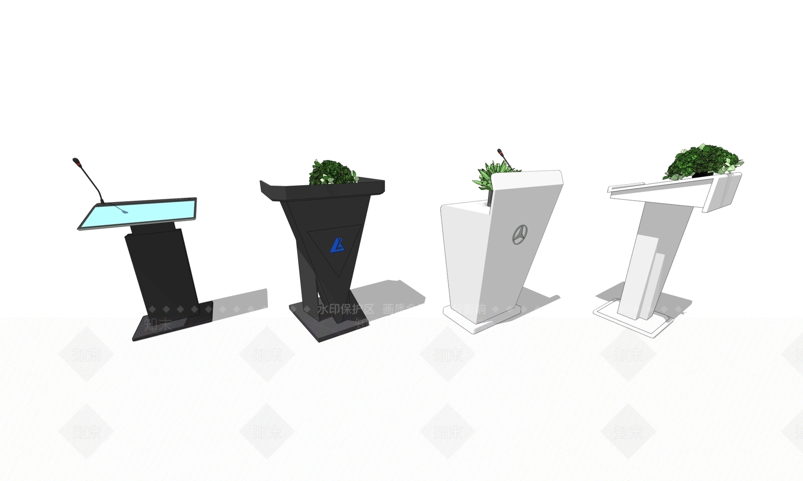 现代演讲台SU模型下载【ID:190154745】