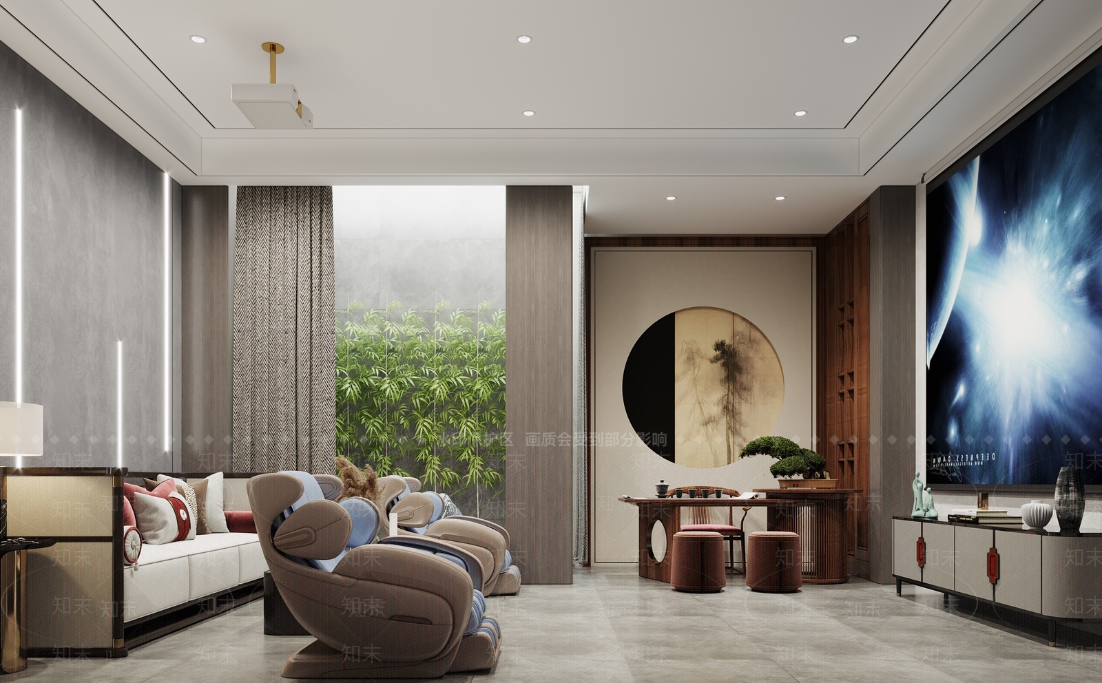 新中式家居影音室3D模型下载【ID:890174972】