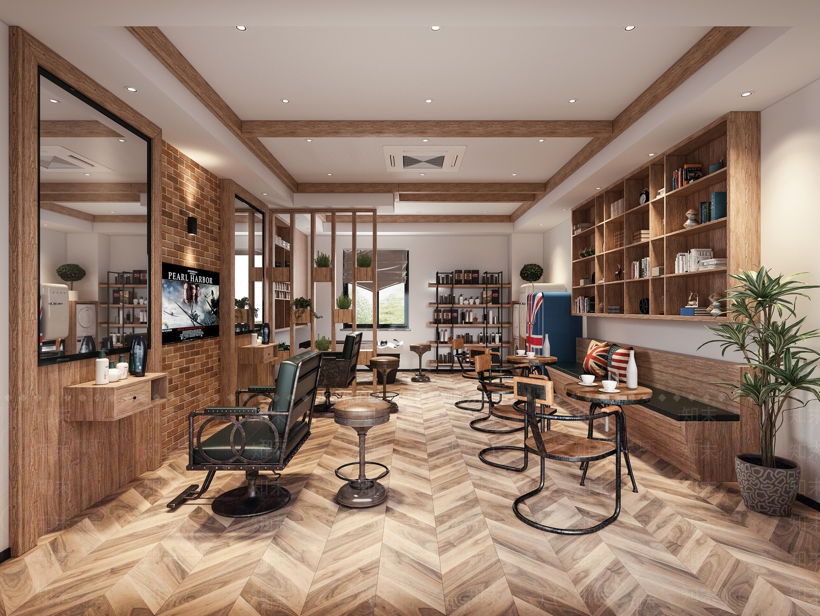 工业风理发店3D模型下载【ID:390176411】