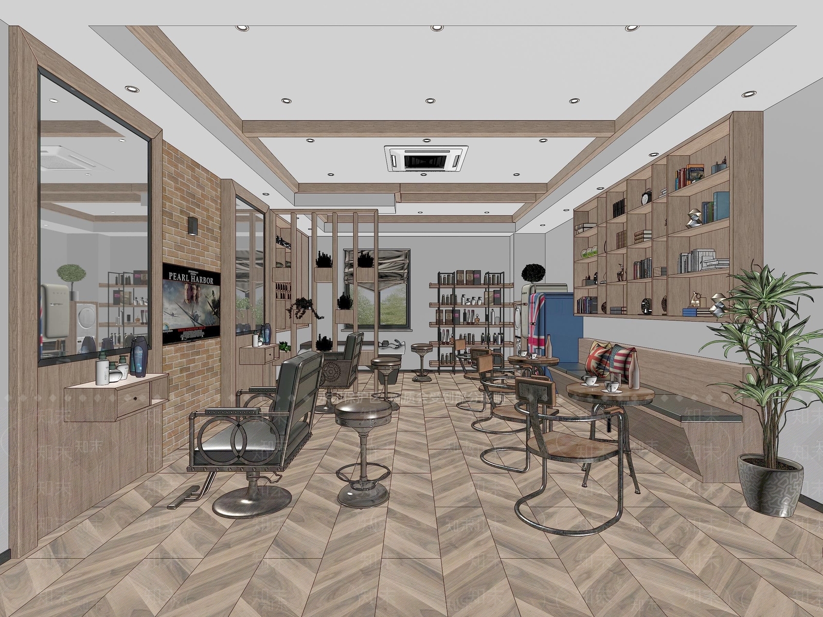 工业风理发店SU模型下载【ID:590183362】