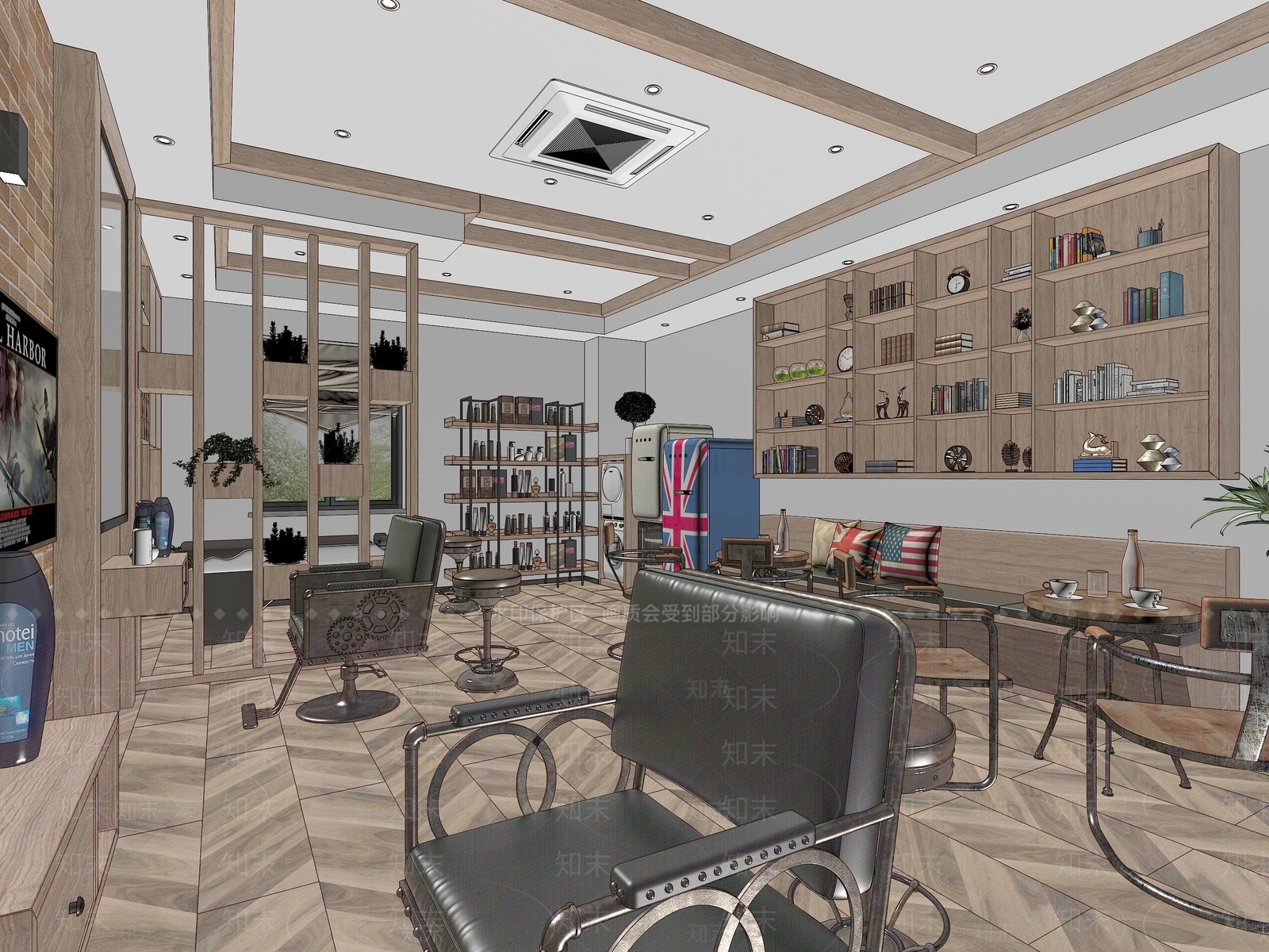 工业风理发店SU模型下载【ID:590183362】