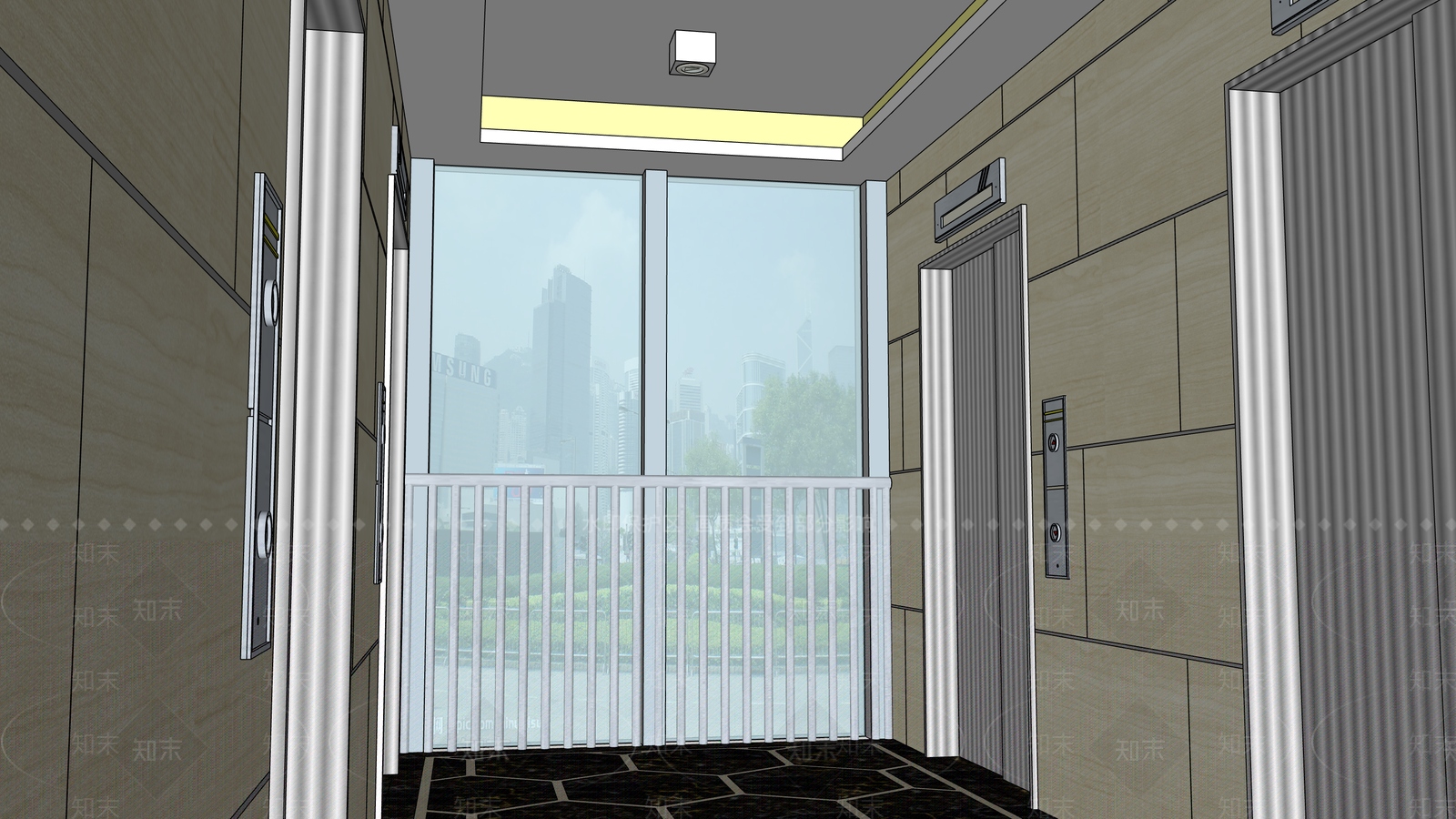 现代电梯间SU模型下载【ID:890218523】